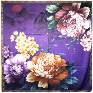 NWT Double Sided Silk Scarf 52"x52" Large Square Shawl Wrap XiangYunSha 3672